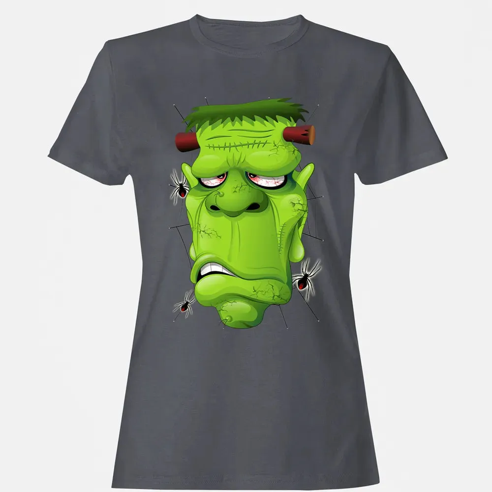 Frankenstein Ugly Portrait and Spiders Women's T-shirt - 5
