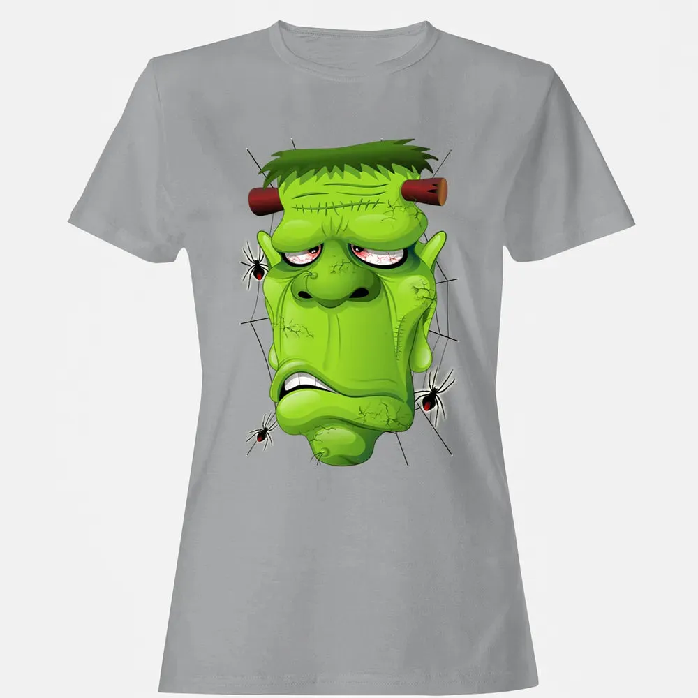 Frankenstein Ugly Portrait and Spiders Women's T-shirt - 15