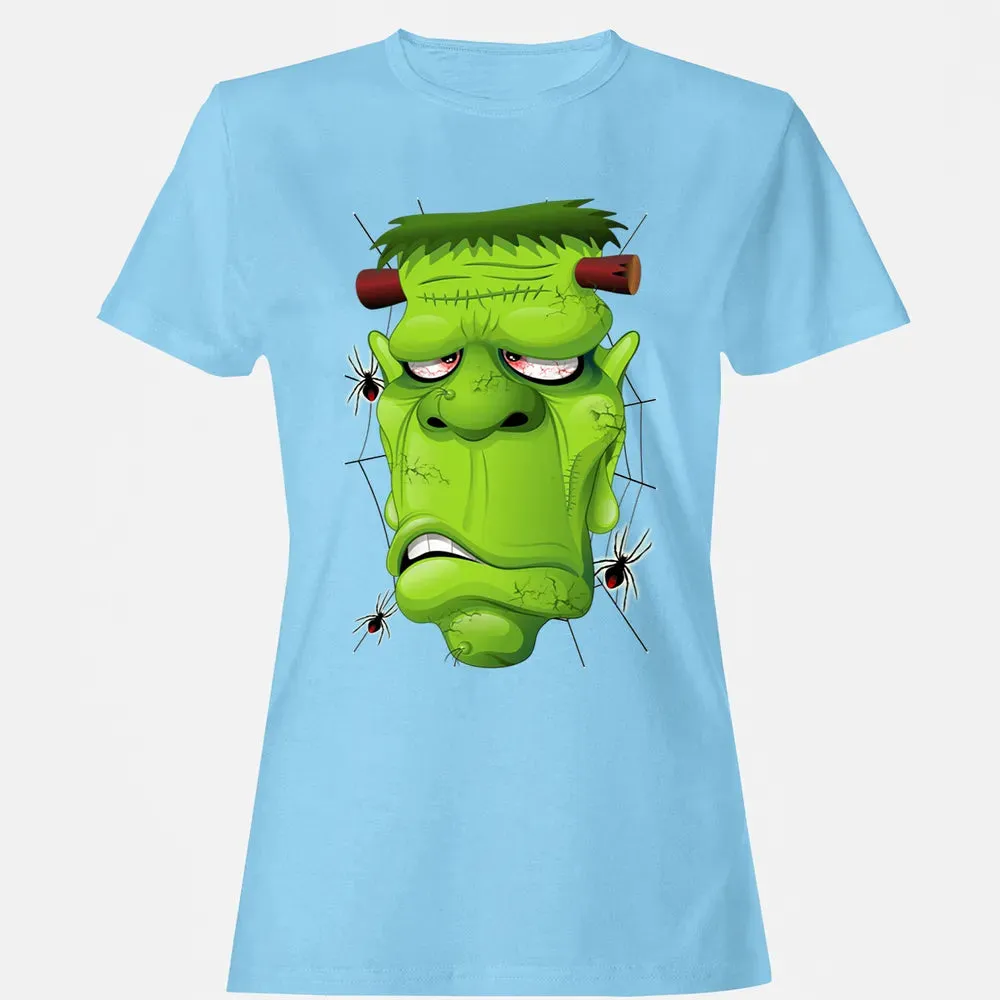 Frankenstein Ugly Portrait and Spiders Women's T-shirt - 8