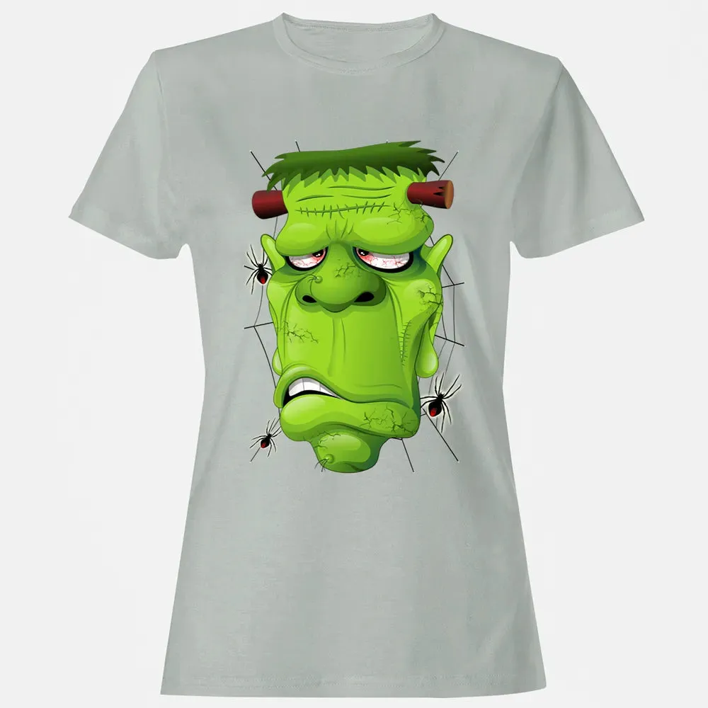 Frankenstein Ugly Portrait and Spiders Women's T-shirt - 2