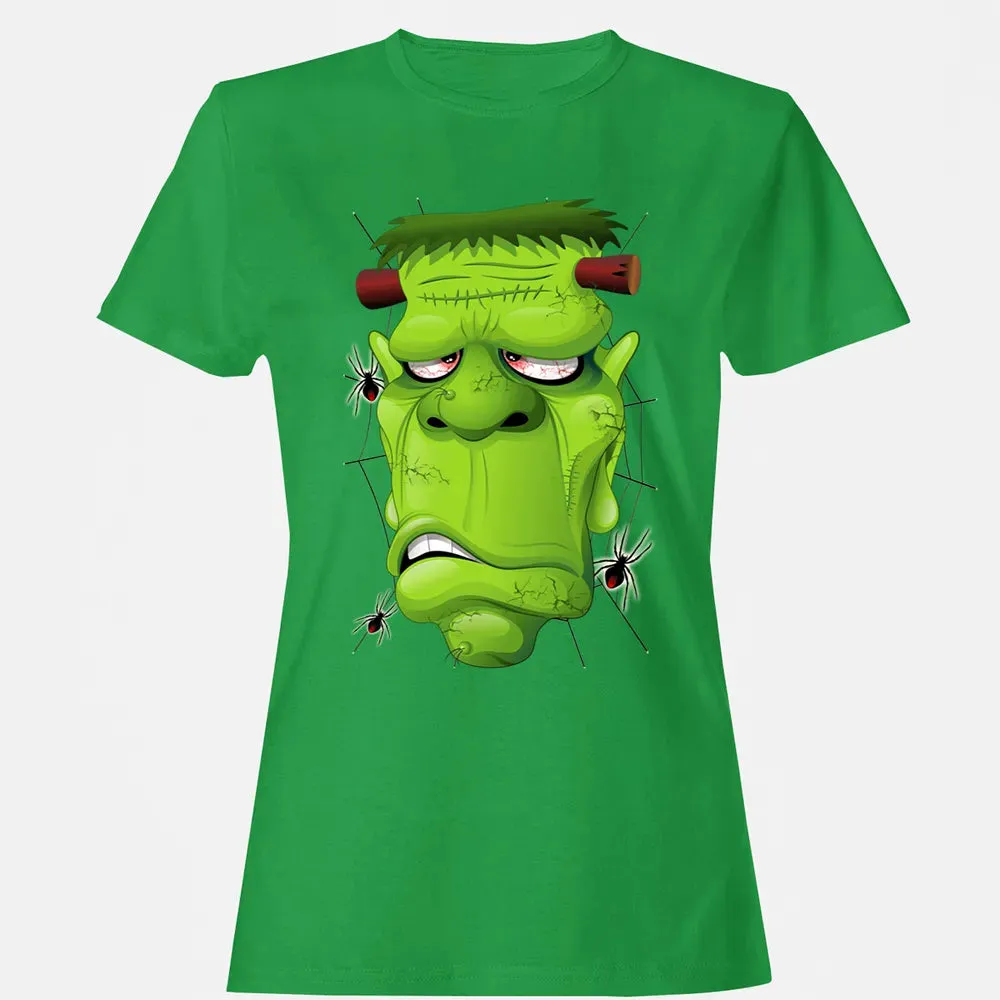 Frankenstein Ugly Portrait and Spiders Women's T-shirt - 7
