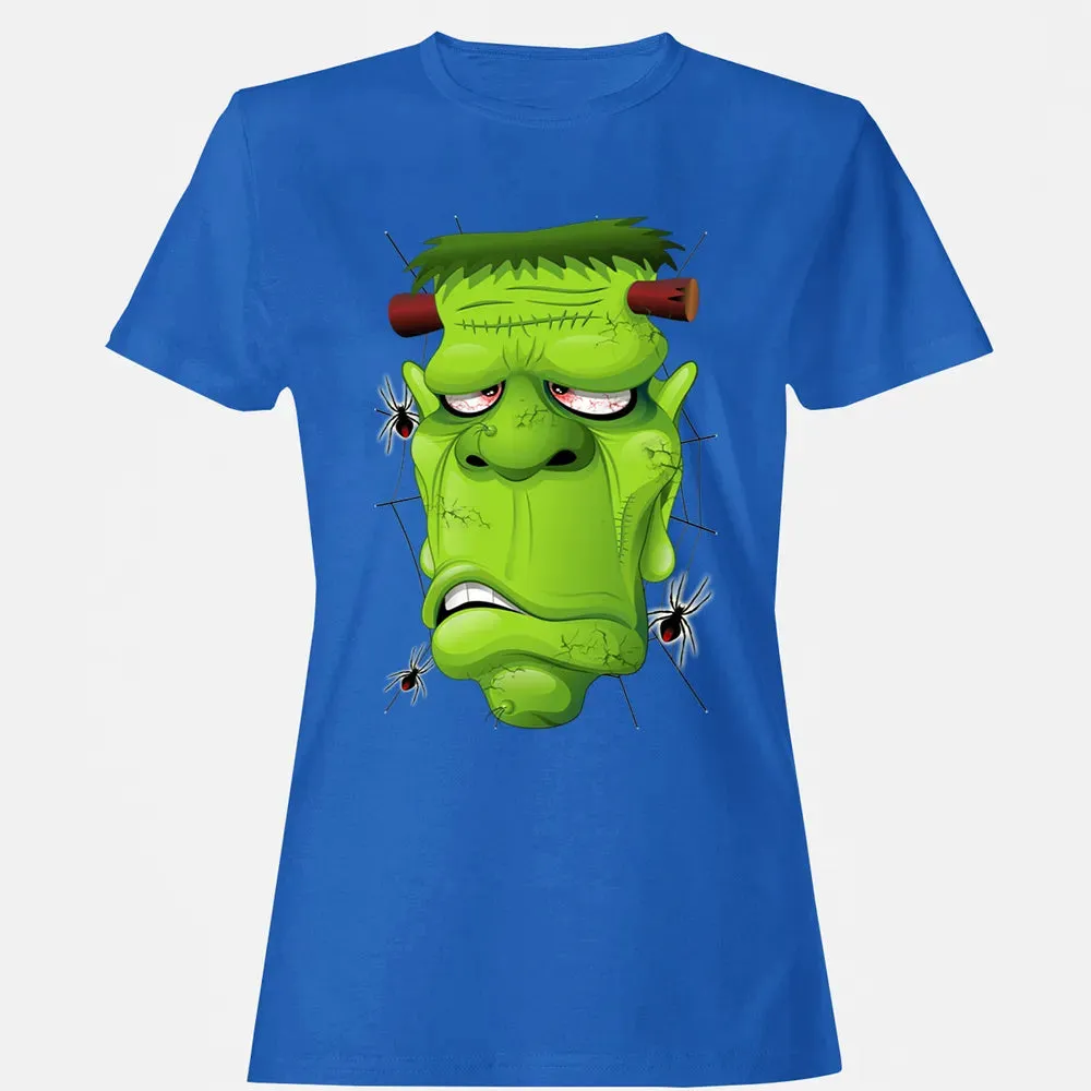 Frankenstein Ugly Portrait and Spiders Women's T-shirt - 14