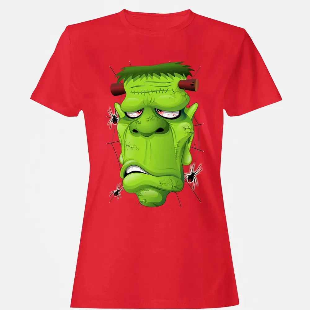 Frankenstein Ugly Portrait and Spiders Women's T-shirt - 13