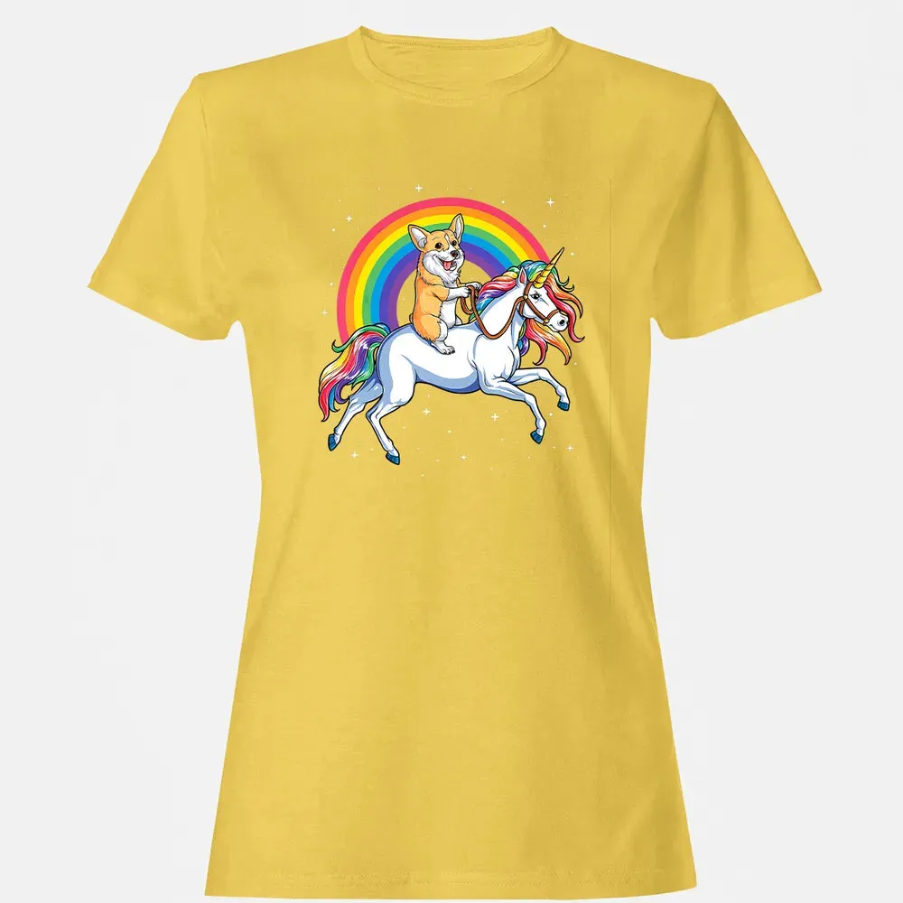 Corgi Unicorn  Girls Space Galaxy Rainbow Corgicorn Women's T-shirt - 4