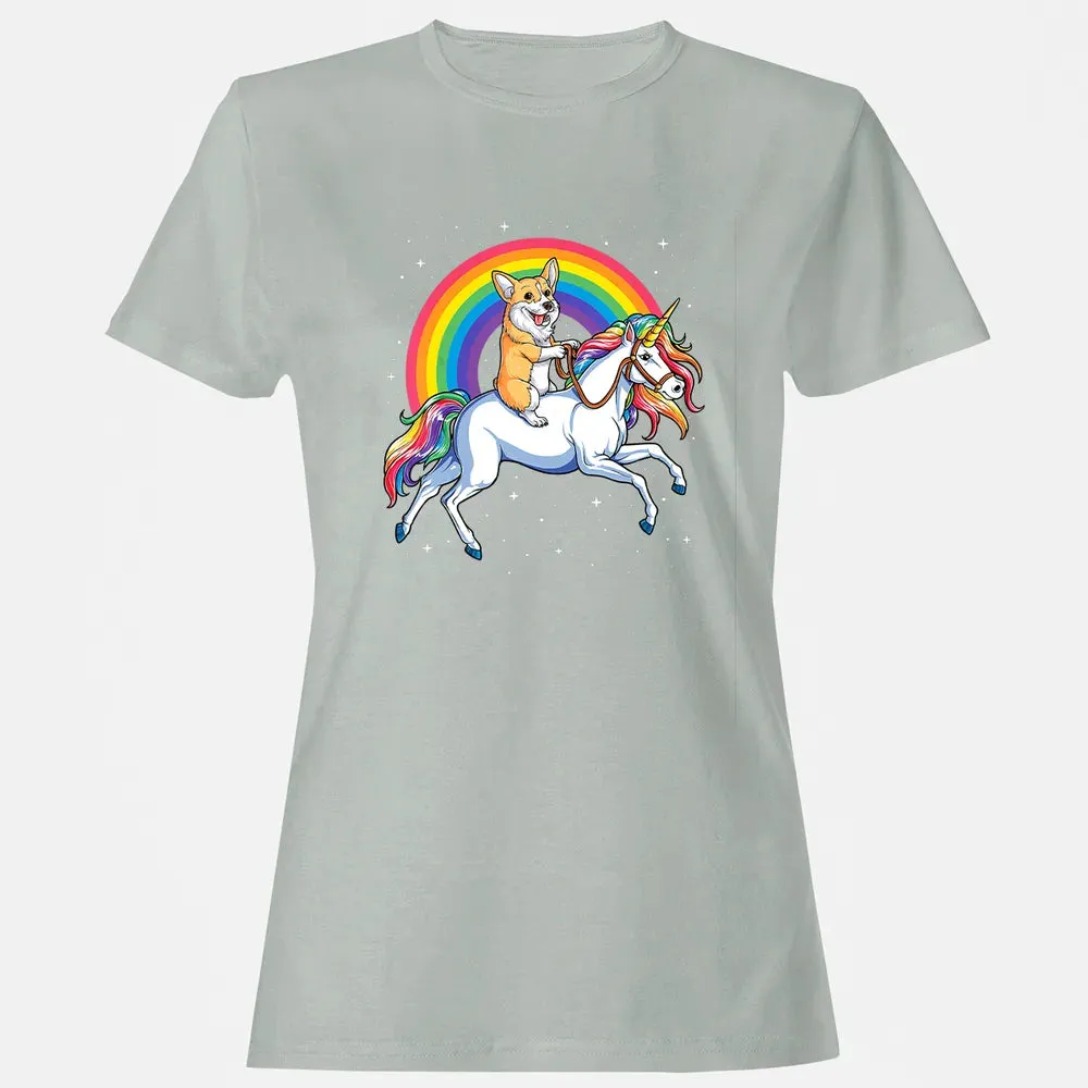 Corgi Unicorn  Girls Space Galaxy Rainbow Corgicorn Women's T-shirt - 2