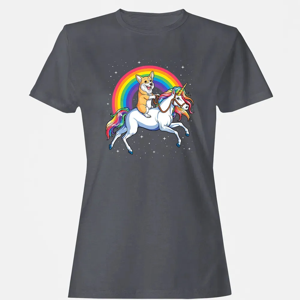 Corgi Unicorn  Girls Space Galaxy Rainbow Corgicorn Women's T-shirt - 5