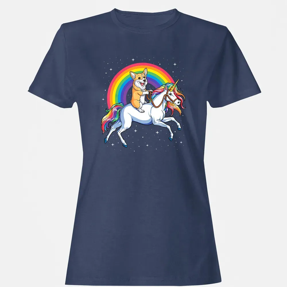 Corgi Unicorn  Girls Space Galaxy Rainbow Corgicorn Women's T-shirt - 10