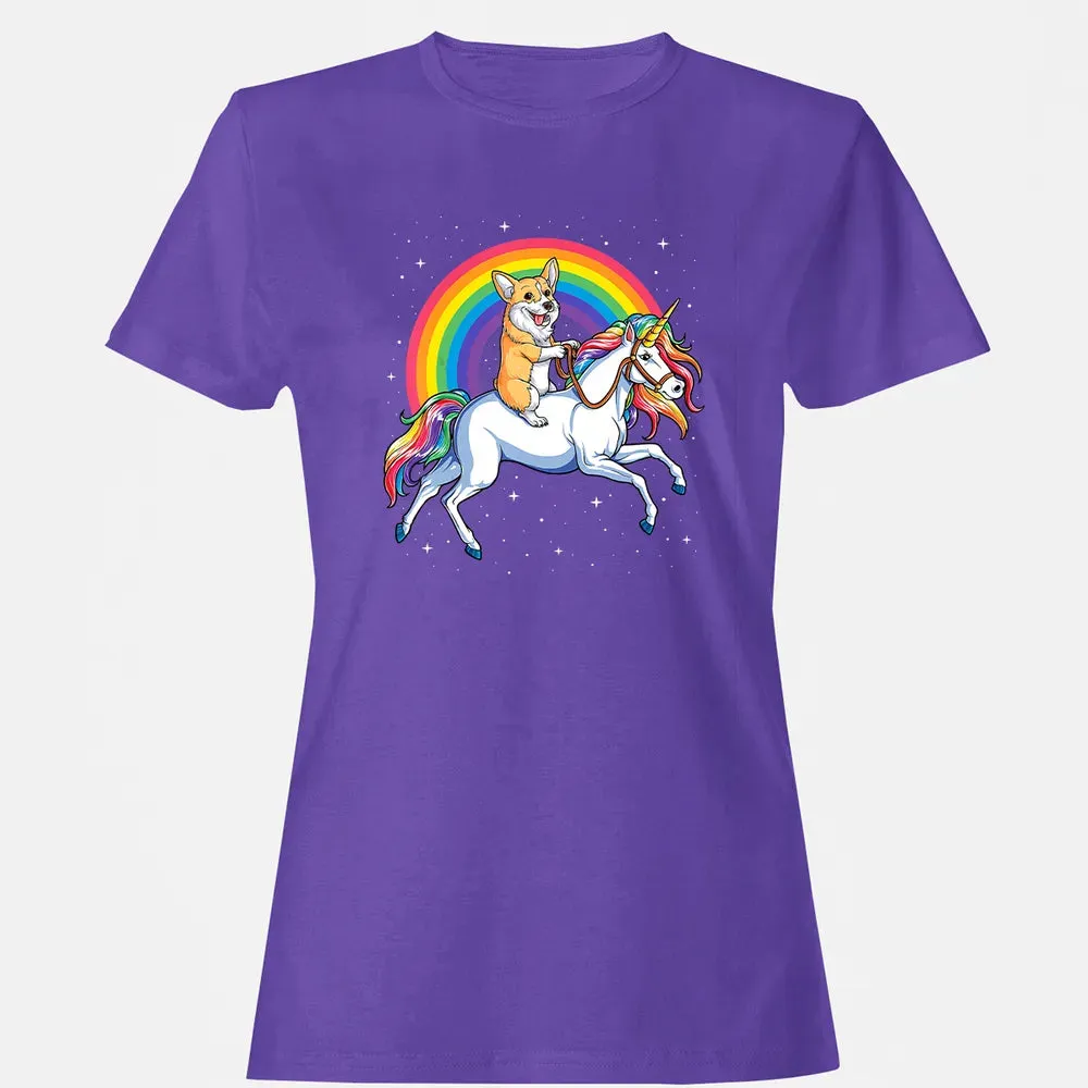 Corgi Unicorn  Girls Space Galaxy Rainbow Corgicorn Women's T-shirt - 12