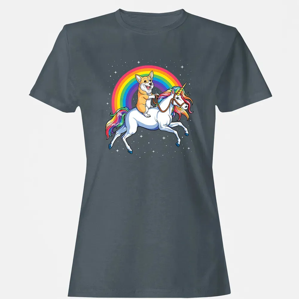 Corgi Unicorn  Girls Space Galaxy Rainbow Corgicorn Women's T-shirt - 3