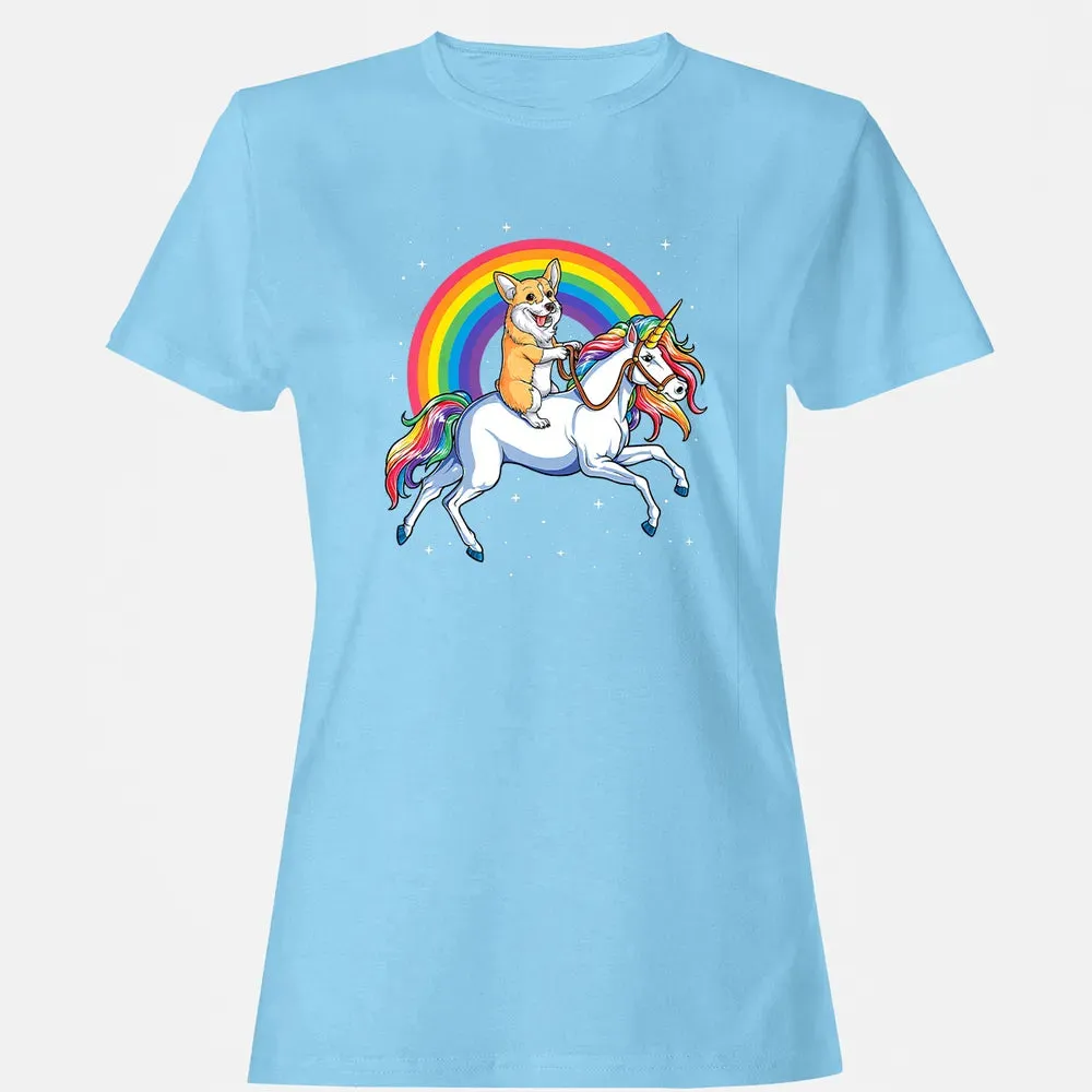Corgi Unicorn  Girls Space Galaxy Rainbow Corgicorn Women's T-shirt - 8