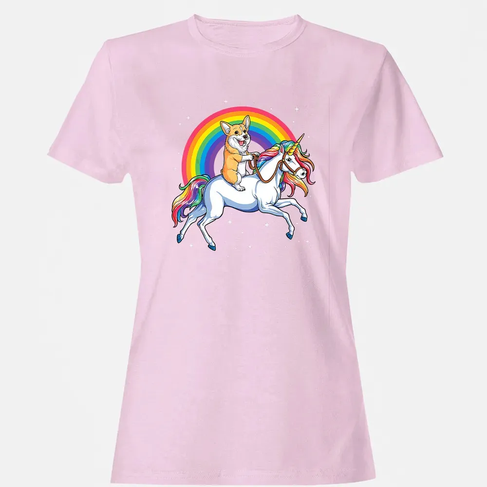 Corgi Unicorn  Girls Space Galaxy Rainbow Corgicorn Women's T-shirt - 9