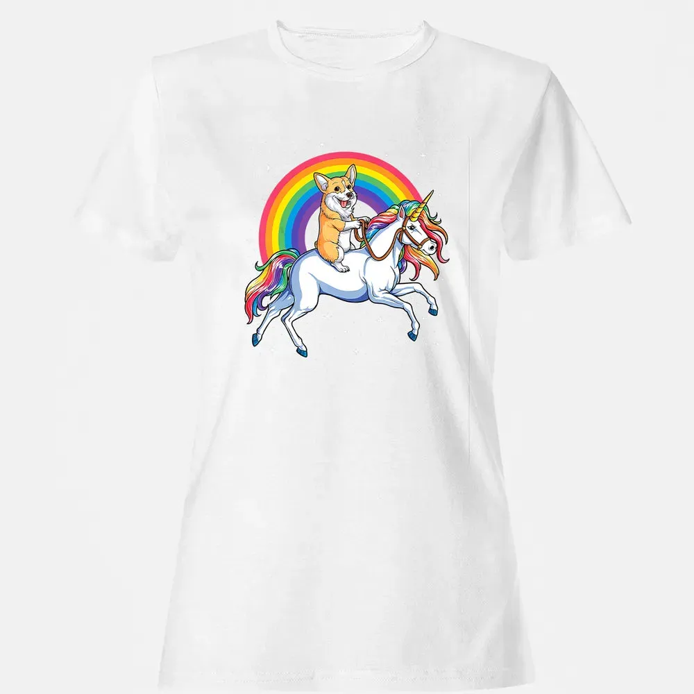 Corgi Unicorn  Girls Space Galaxy Rainbow Corgicorn Women's T-shirt - 16