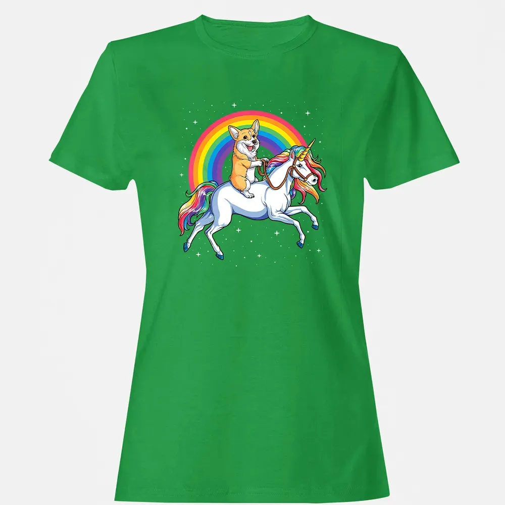 Corgi Unicorn  Girls Space Galaxy Rainbow Corgicorn Women's T-shirt - 7
