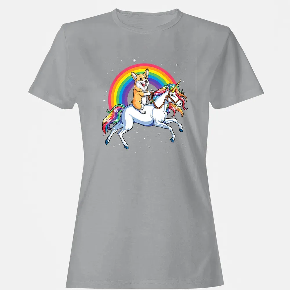 Corgi Unicorn  Girls Space Galaxy Rainbow Corgicorn Women's T-shirt - 15