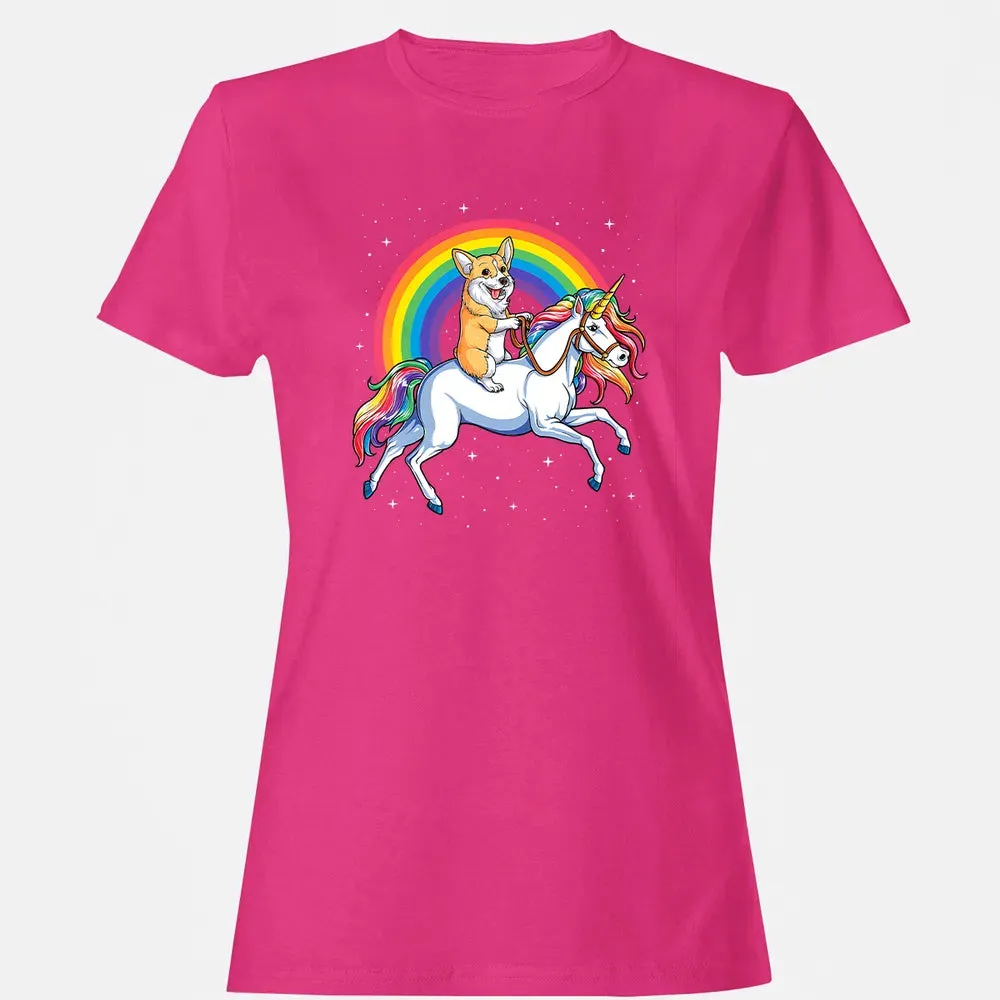 Corgi Unicorn  Girls Space Galaxy Rainbow Corgicorn Women's T-shirt - 6