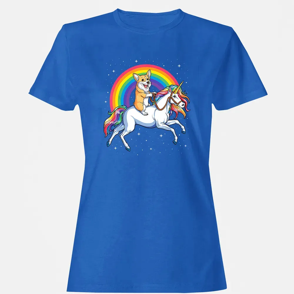Corgi Unicorn  Girls Space Galaxy Rainbow Corgicorn Women's T-shirt - 14