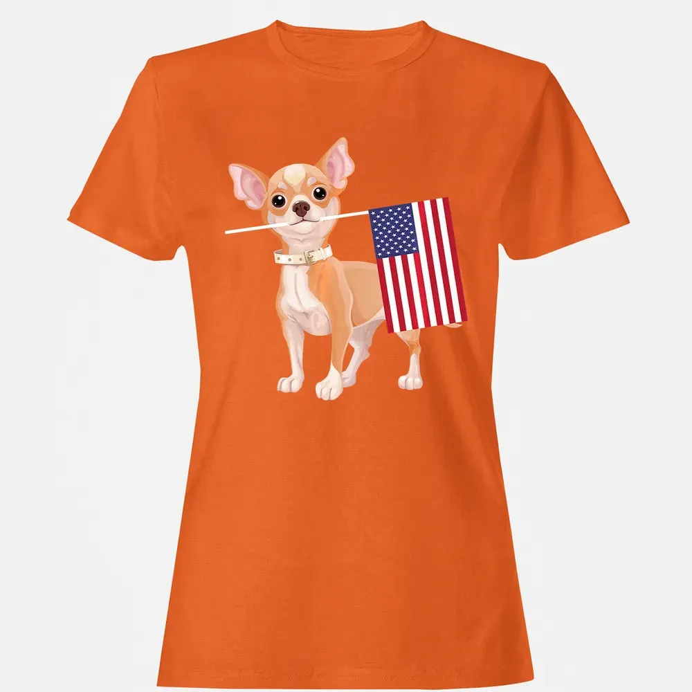 Funny Chihuahua dog American Flag Dog  4th of July Women's T-shirt - 11