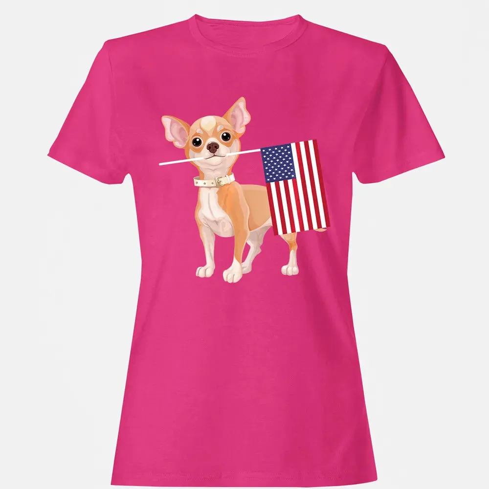 Funny Chihuahua dog American Flag Dog  4th of July Women's T-shirt - 6