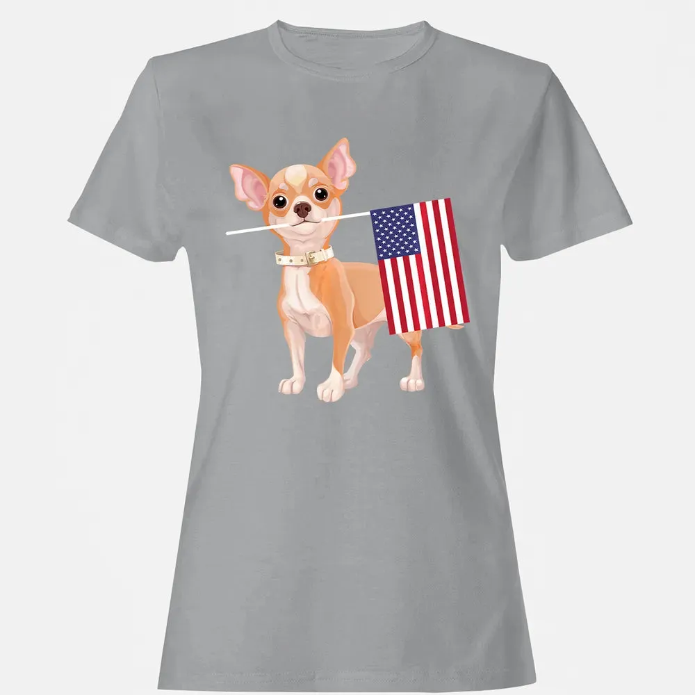 Funny Chihuahua dog American Flag Dog  4th of July Women's T-shirt - 15