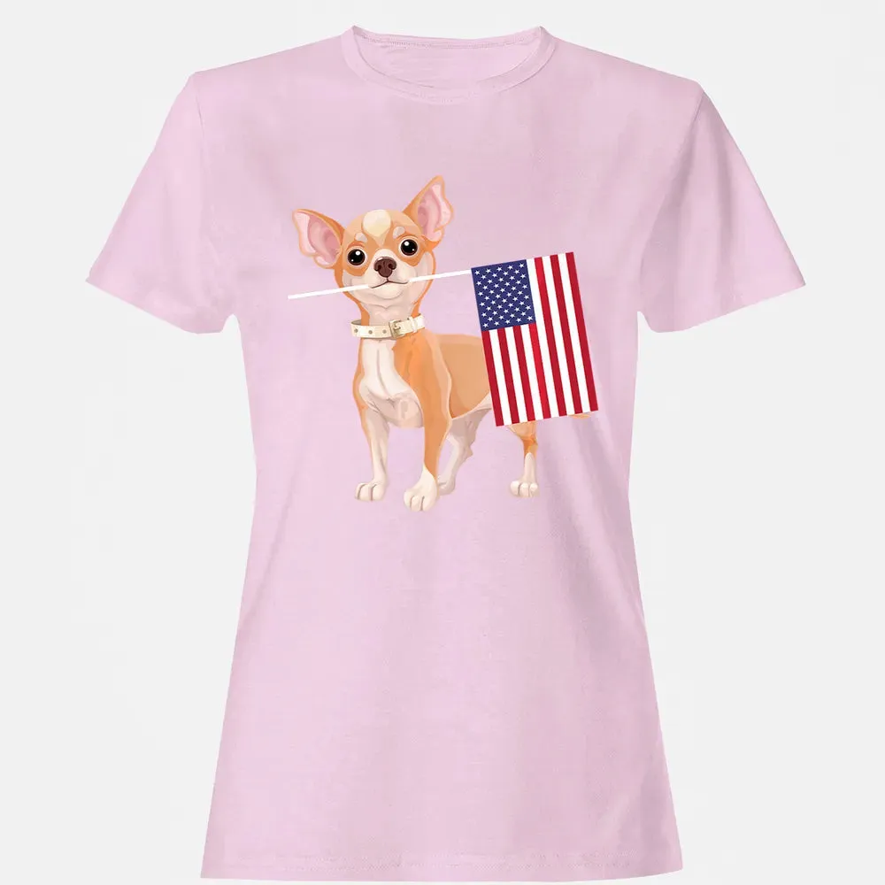 Funny Chihuahua dog American Flag Dog  4th of July Women's T-shirt - 9