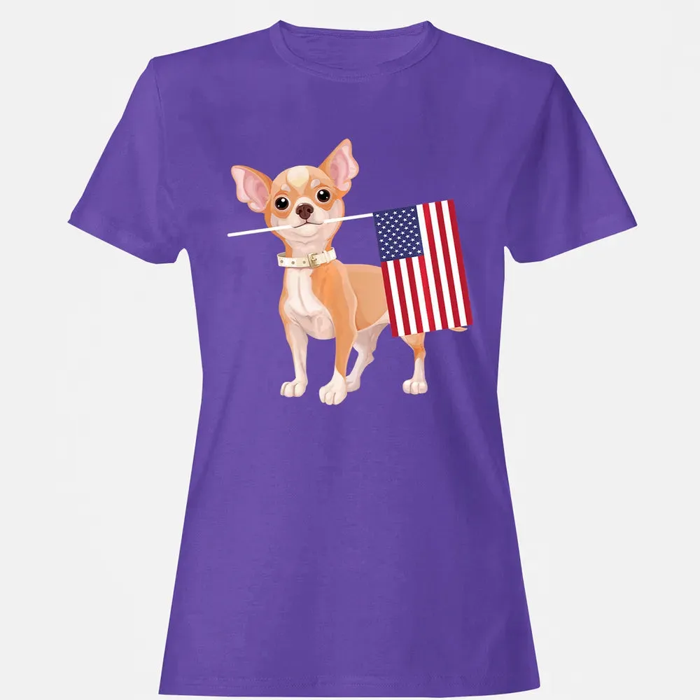 Funny Chihuahua dog American Flag Dog  4th of July Women's T-shirt - 12