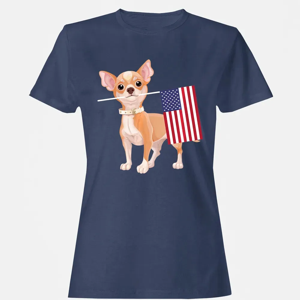 Funny Chihuahua dog American Flag Dog  4th of July Women's T-shirt - 10