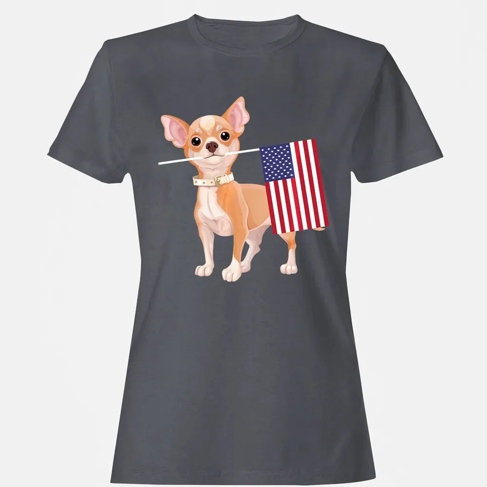 Funny Chihuahua dog American Flag Dog  4th of July Women's T-shirt - 5