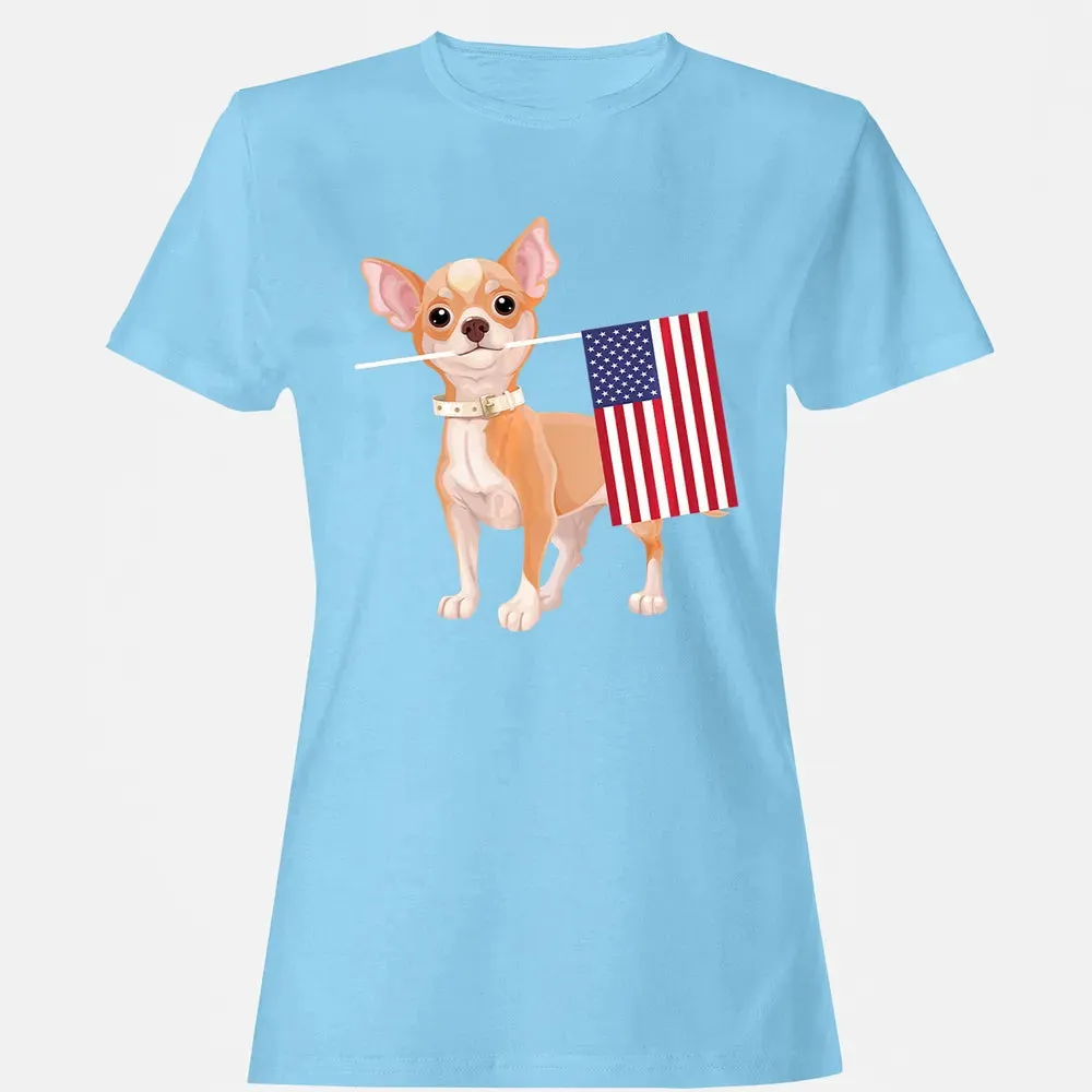 Funny Chihuahua dog American Flag Dog  4th of July Women's T-shirt - 8