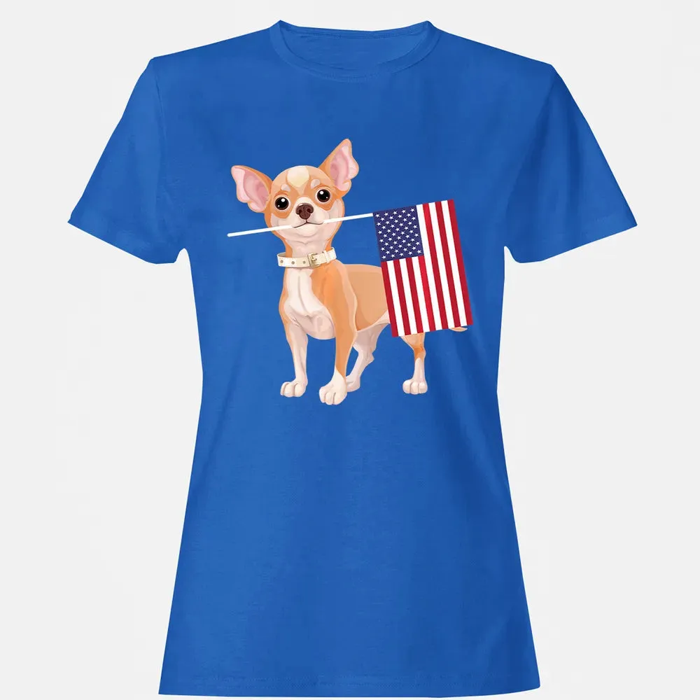 Funny Chihuahua dog American Flag Dog  4th of July Women's T-shirt - 14