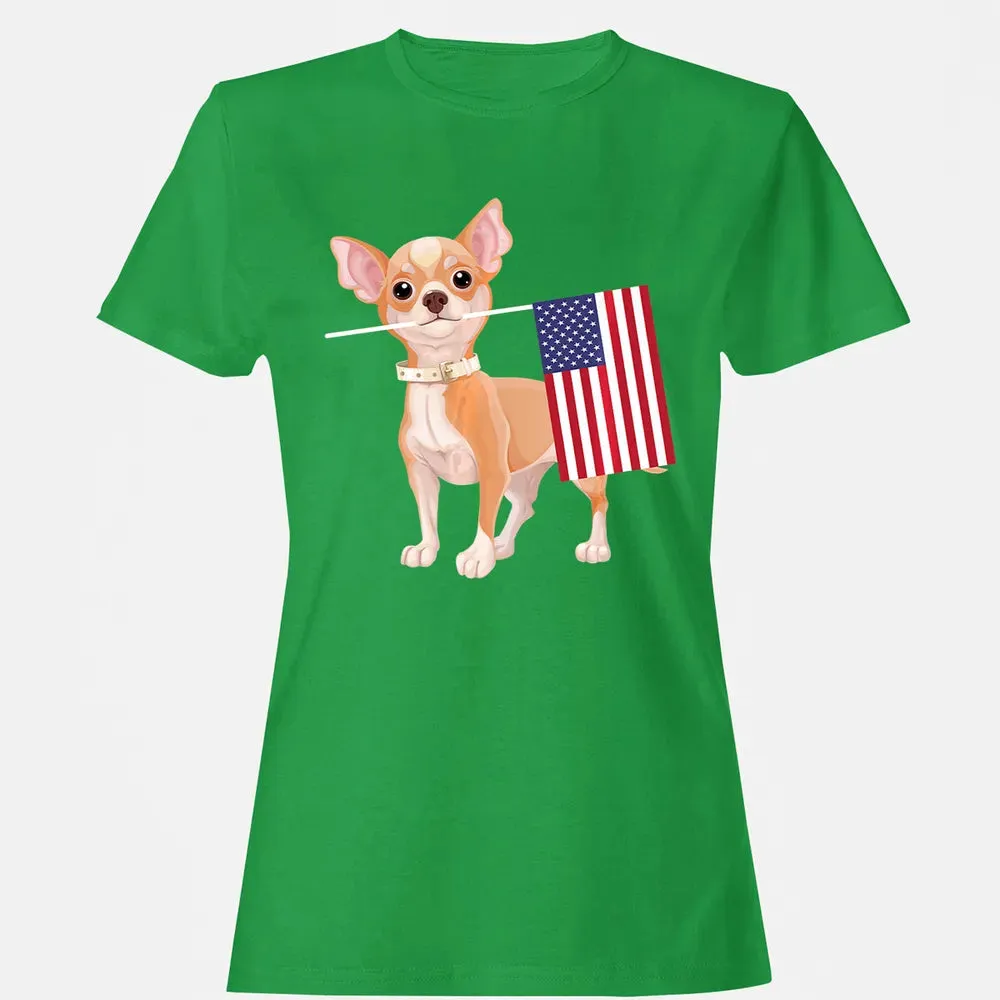 Funny Chihuahua dog American Flag Dog  4th of July Women's T-shirt - 7