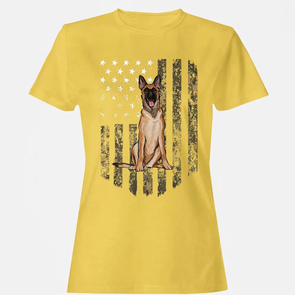 Camo American Flag Belgian Malinoi 4th Of July USA Women's T-shirt - 4