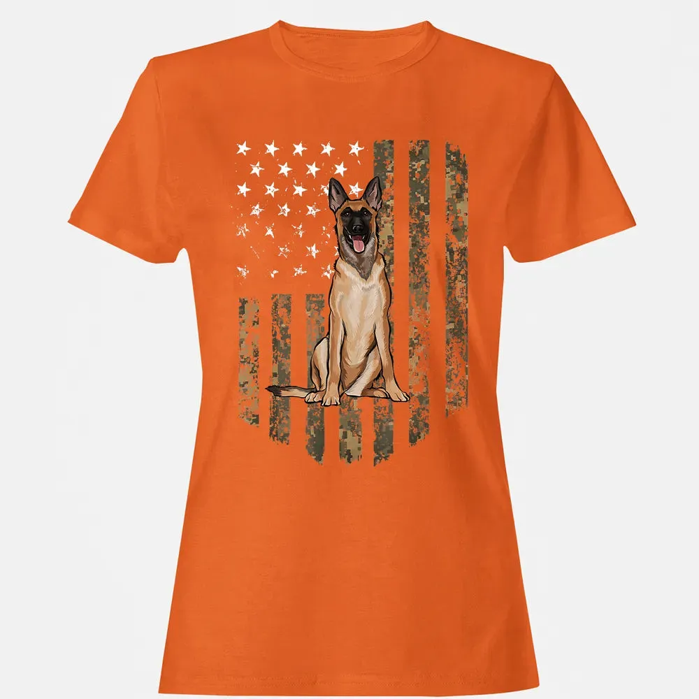 Camo American Flag Belgian Malinoi 4th Of July USA Women's T-shirt - 11