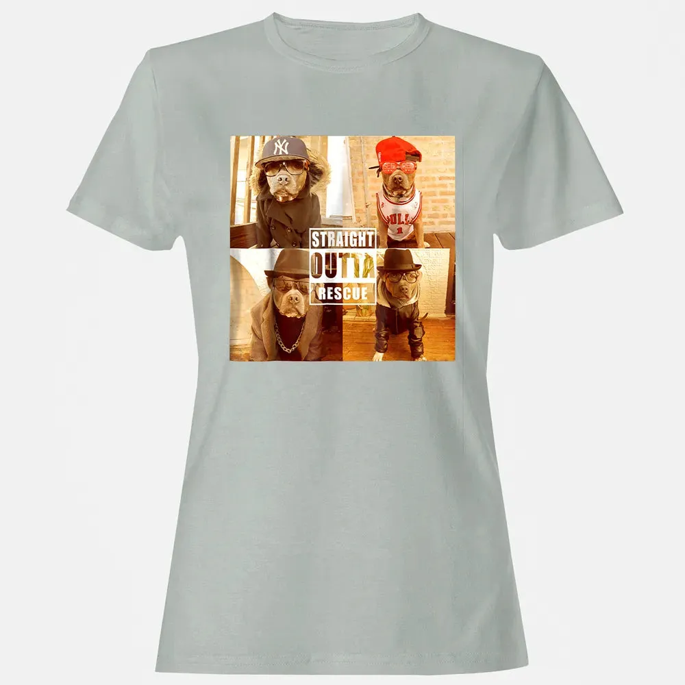 Pitbull Love Straight Outta Rescue Funny Pit Bull Women's T-shirt - 2