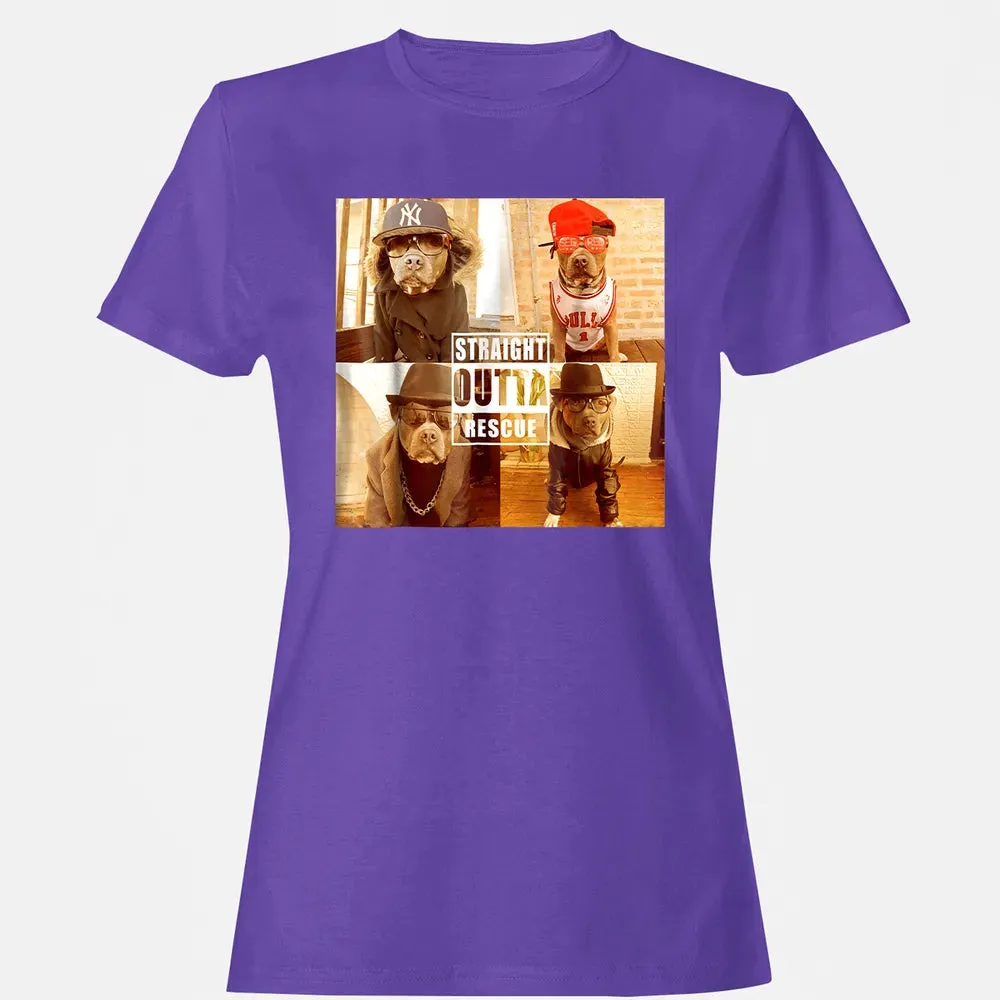Pitbull Love Straight Outta Rescue Funny Pit Bull Women's T-shirt - 12