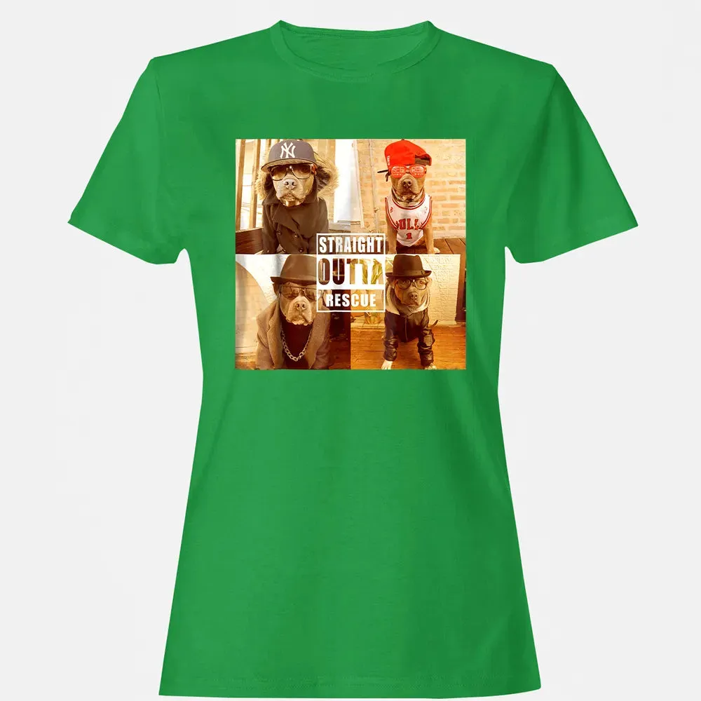 Pitbull Love Straight Outta Rescue Funny Pit Bull Women's T-shirt - 7