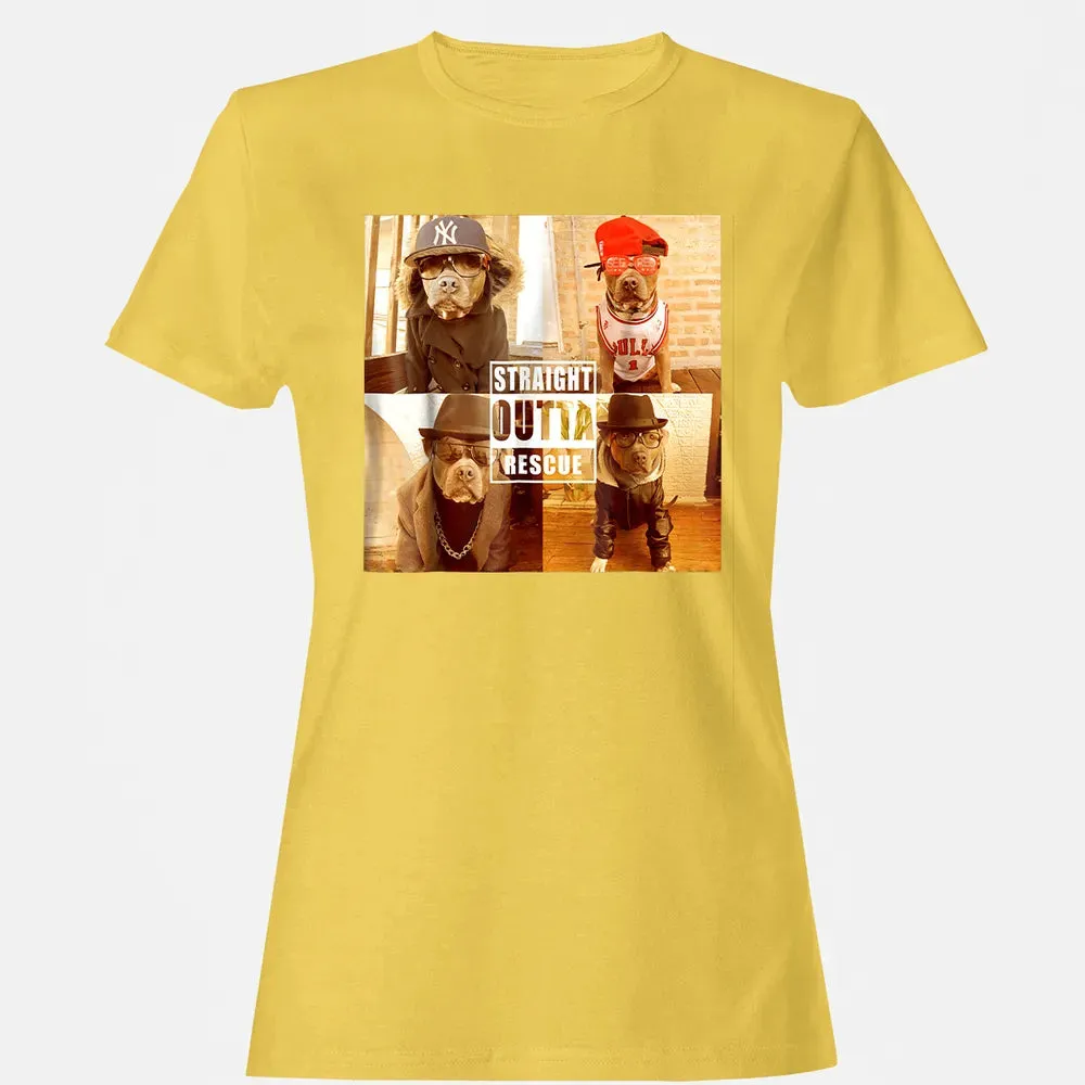 Pitbull Love Straight Outta Rescue Funny Pit Bull Women's T-shirt - 4