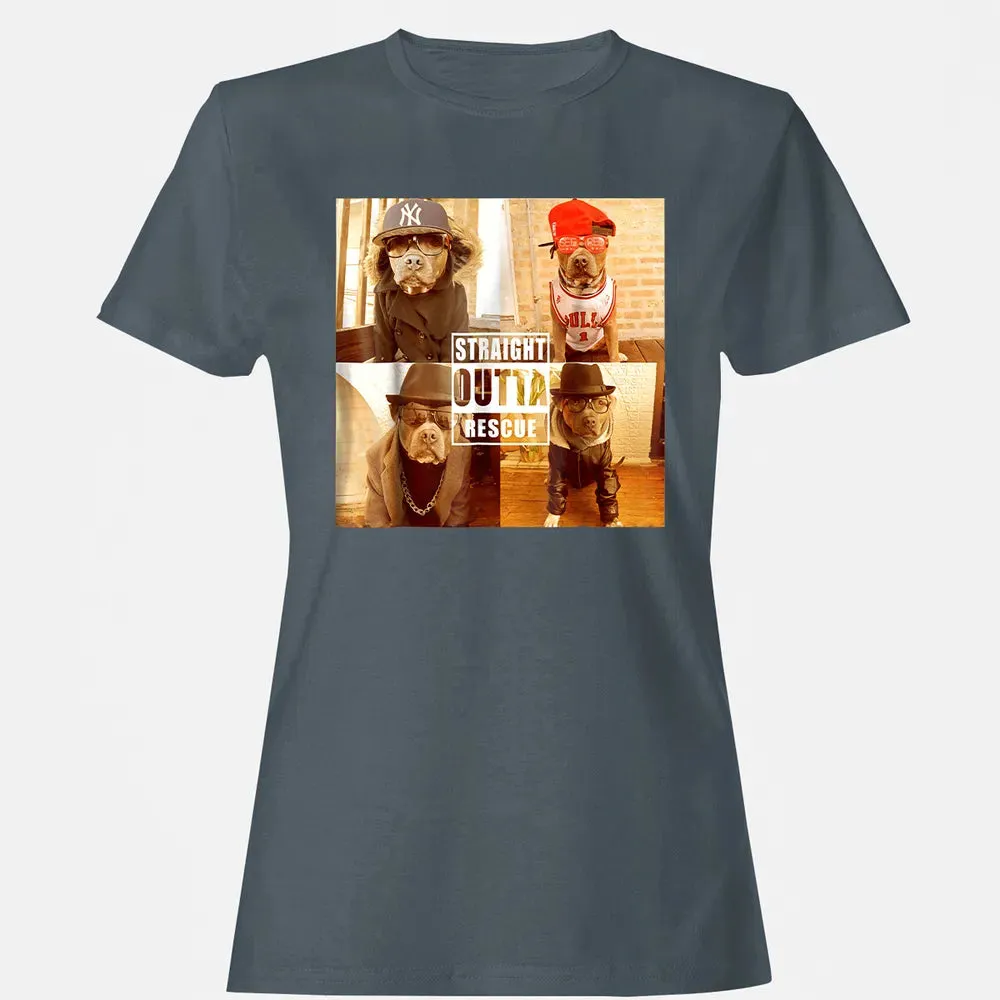 Pitbull Love Straight Outta Rescue Funny Pit Bull Women's T-shirt - 3