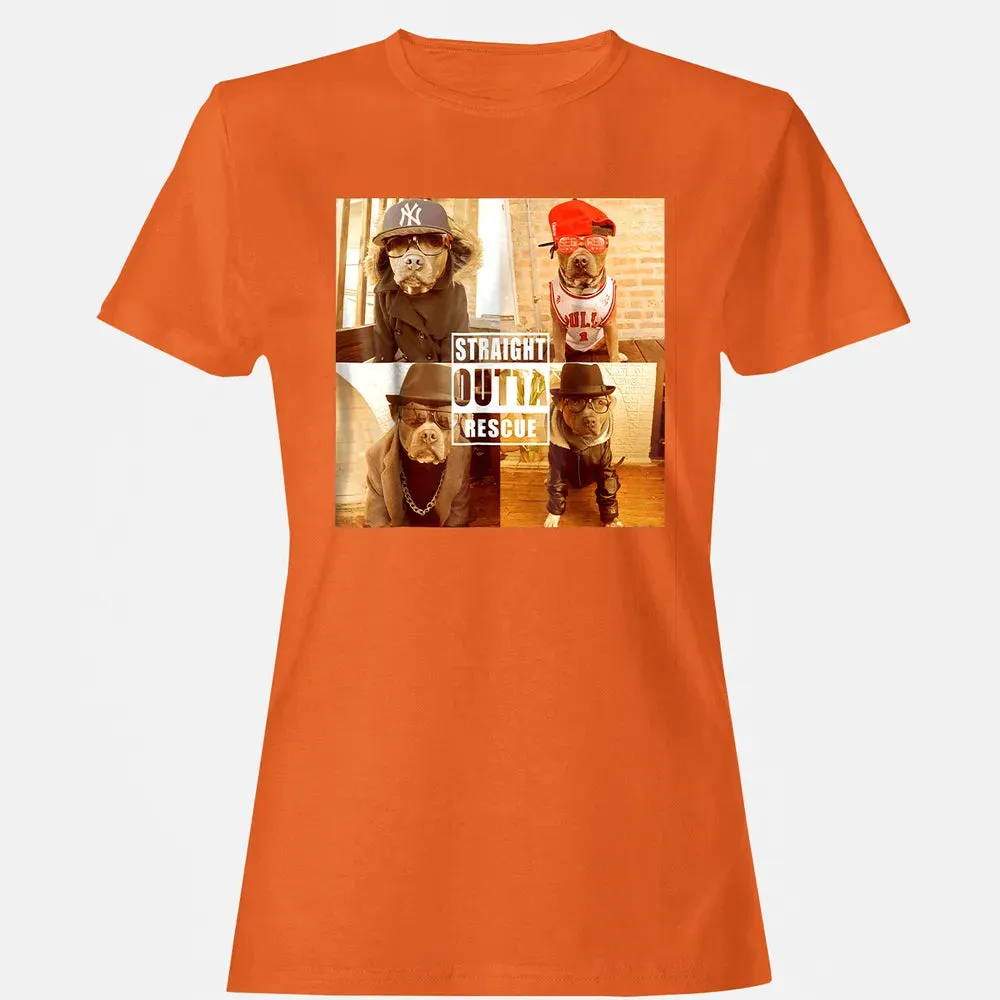 Pitbull Love Straight Outta Rescue Funny Pit Bull Women's T-shirt - 11