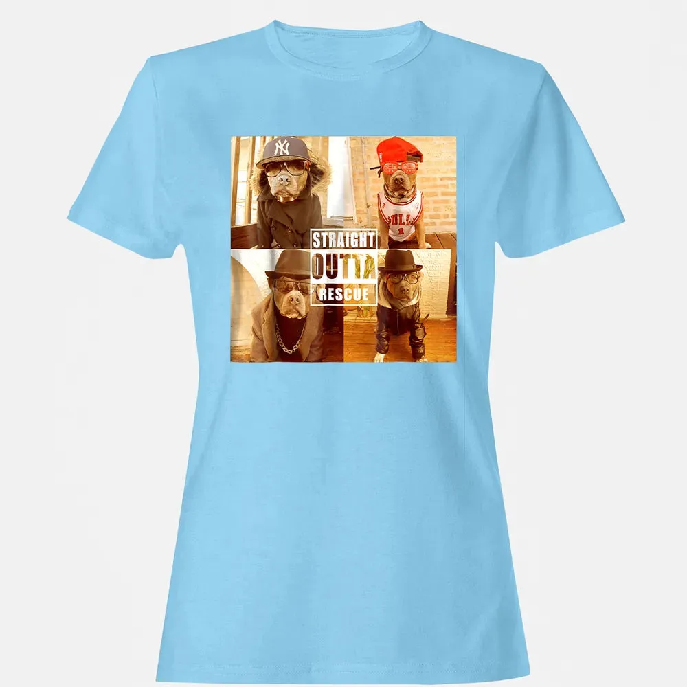 Pitbull Love Straight Outta Rescue Funny Pit Bull Women's T-shirt - 8
