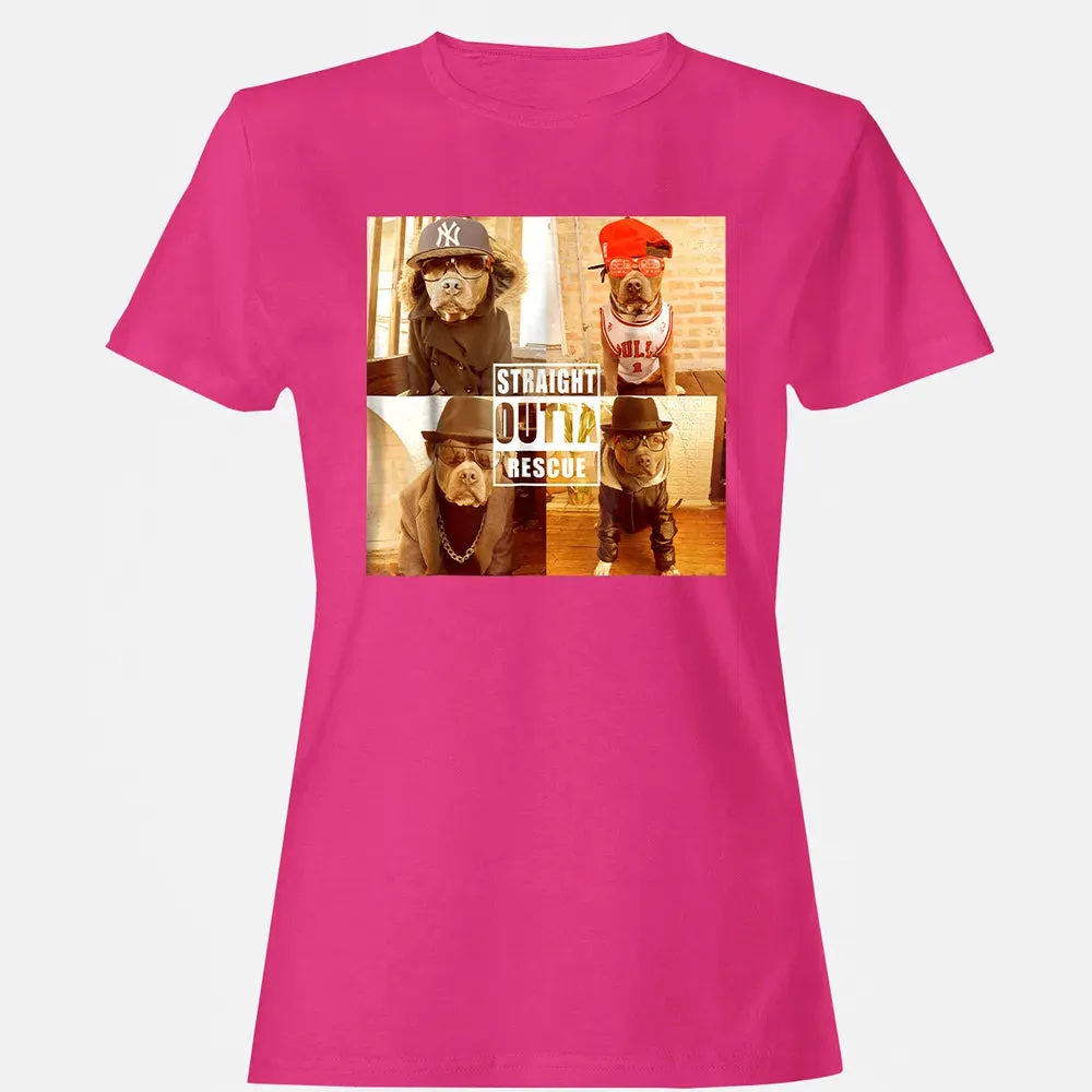 Pitbull Love Straight Outta Rescue Funny Pit Bull Women's T-shirt - 6