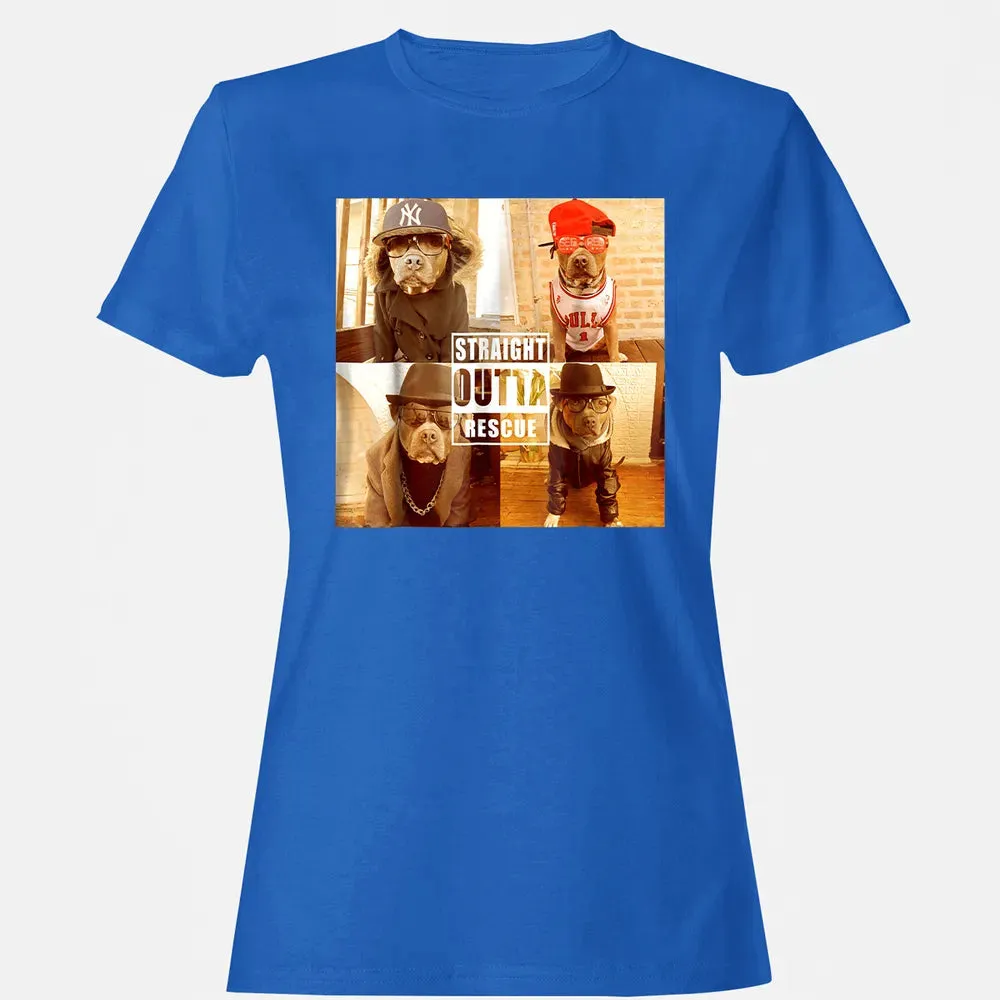 Pitbull Love Straight Outta Rescue Funny Pit Bull Women's T-shirt - 14