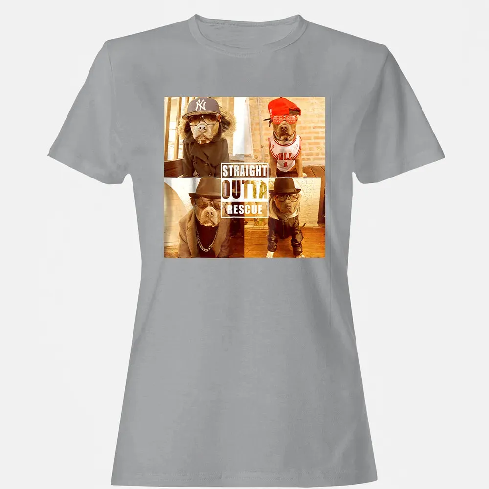 Pitbull Love Straight Outta Rescue Funny Pit Bull Women's T-shirt - 15