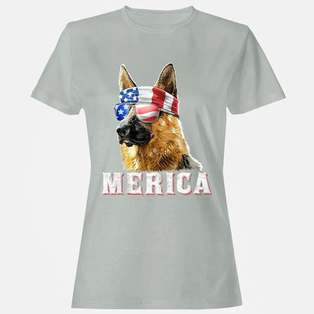 Merica German Shepherd Dog 4th of July American Flag Bandana Women's T-shirt - 2
