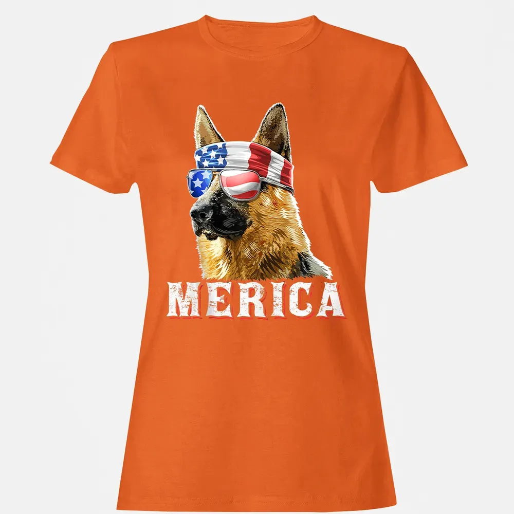 Merica German Shepherd Dog 4th of July American Flag Bandana Women's T-shirt - 11