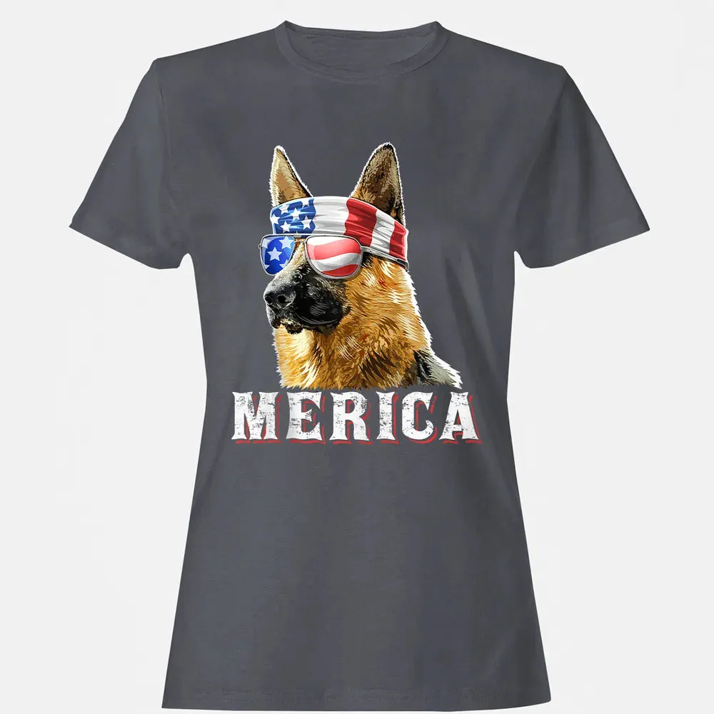 Merica German Shepherd Dog 4th of July American Flag Bandana Women's T-shirt - 5