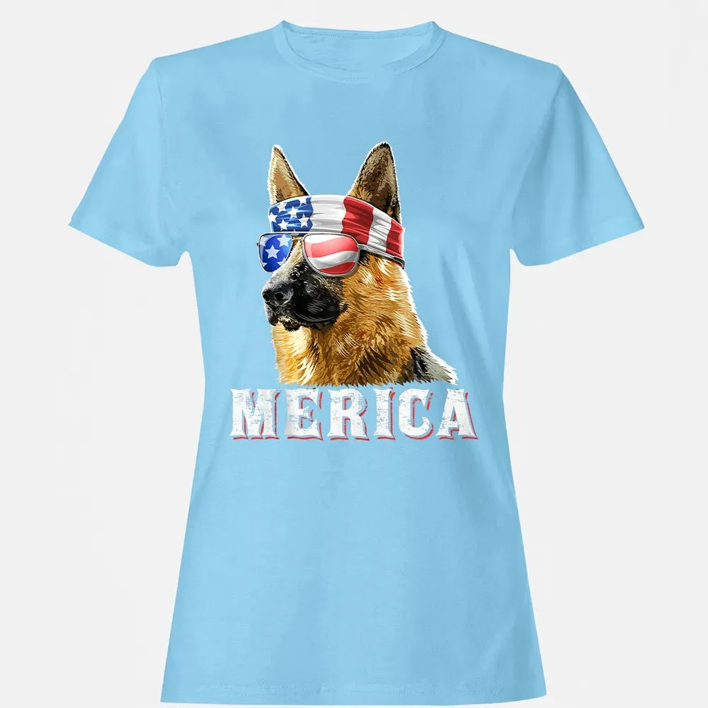 Merica German Shepherd Dog 4th of July American Flag Bandana Women's T-shirt - 8