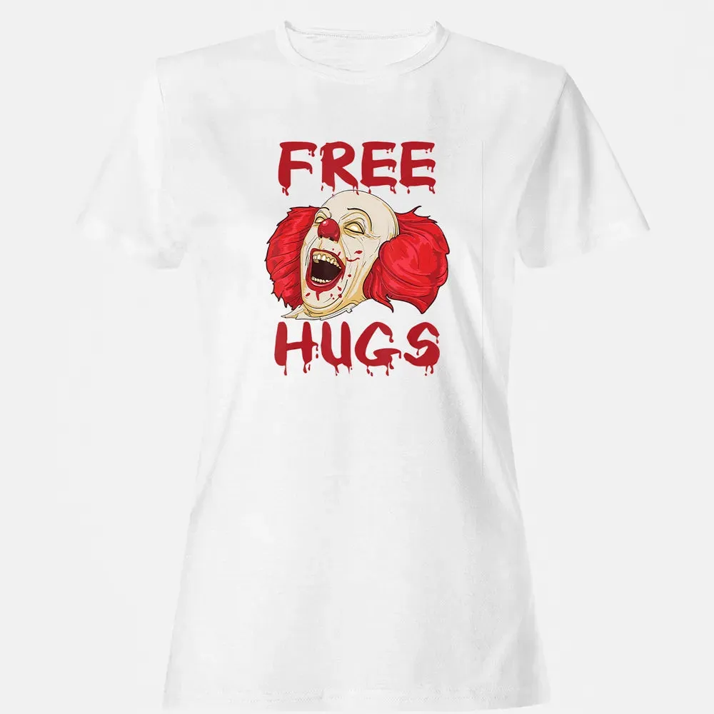 Free Hugs  Evil Killer Scary Clown Halloween Gift Women's T-shirt - 16