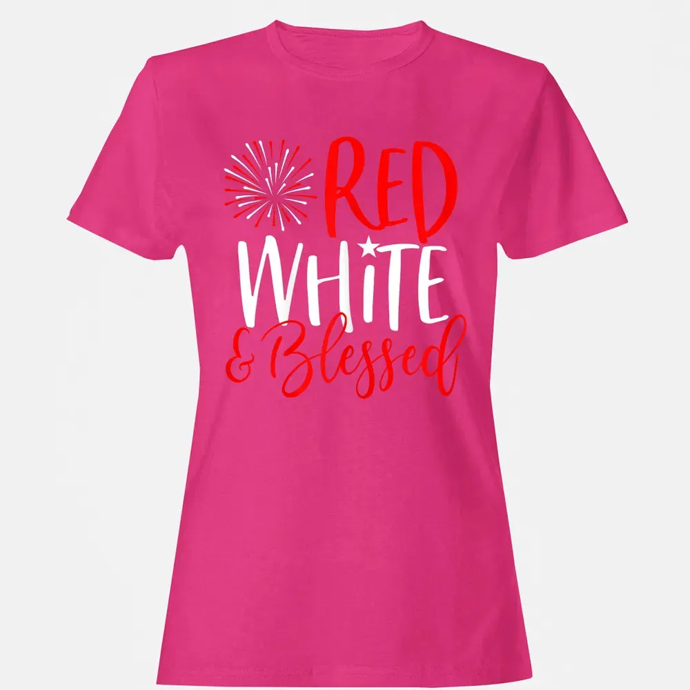 Red White &amp; Blessed  4th of July Cute Patriotic America Women's T-shirt - 6