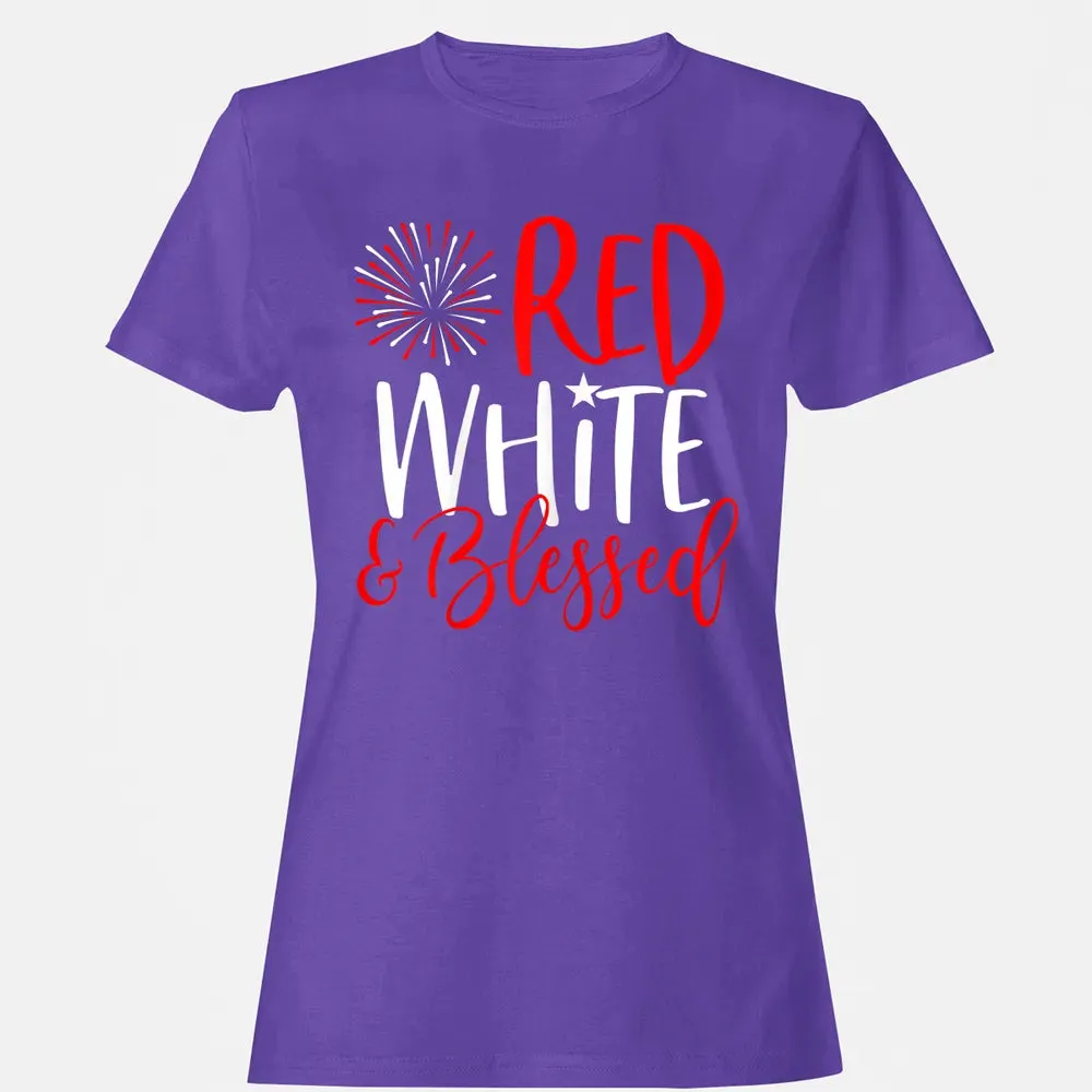 Red White &amp; Blessed  4th of July Cute Patriotic America Women's T-shirt - 12
