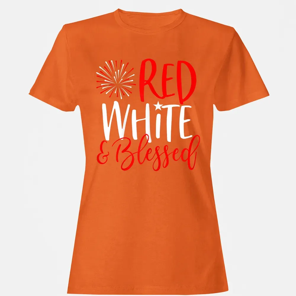 Red White &amp; Blessed  4th of July Cute Patriotic America Women's T-shirt - 11